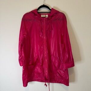 Chicos Zenergy Jacket Womens XL (3) Pink Hooded Zip Up Lightweight Windbreaker